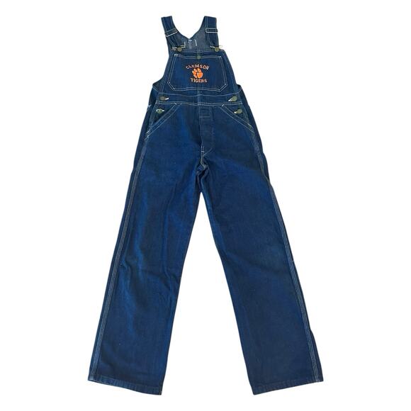 Vintage Clemson Tigers Liberty Youth Size 8 Bib Overalls Denim - Picture 1 of 11